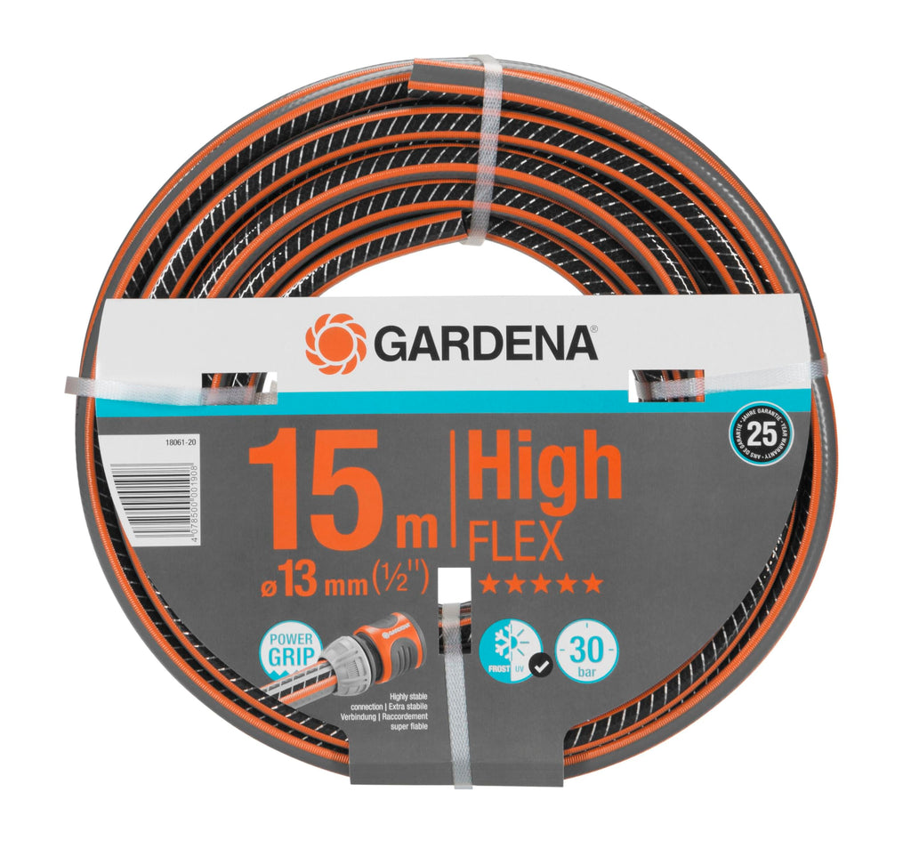 Gardena Comfort HighFLEX Schlauch 13 mm (1/2 Zoll), 30 m: Gartenschlauch mit Power-Grip-Profil, 30 bar Berstdruck, formstabil, UV-beständig (18066-20), grau, orange