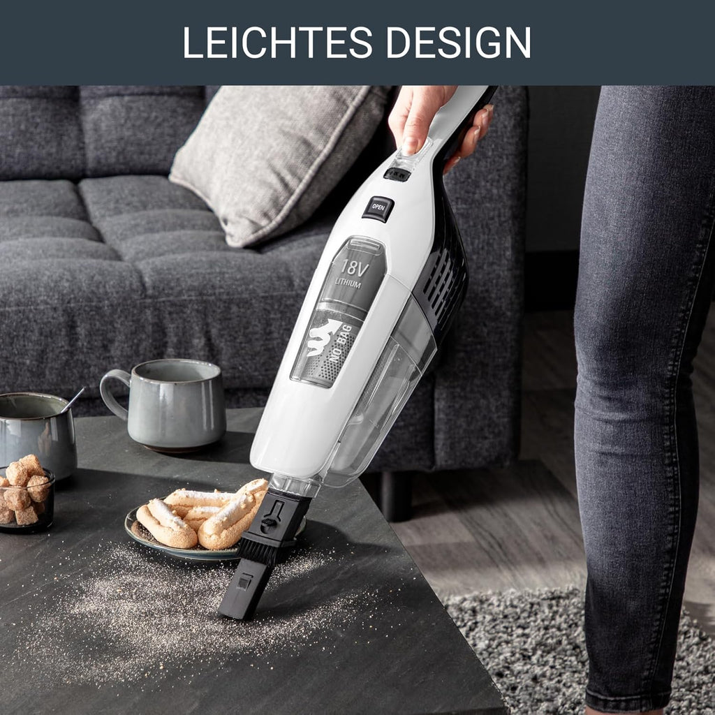 Rowenta RH6737 Dual Force 2-in-1 kabelloser Akku-Stabstaubsauger, integrierter Handstaubsauger, klappbarer Griff, sehr leicht – nur 2,5 kg, LED-Beleuchtung, Weiß, 45 min