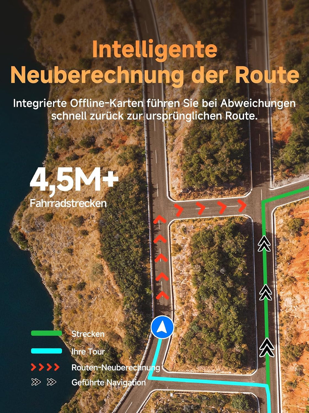 iGPSPORT BSC500 Fahrradcomputer, 3,3-Zoll-Touchscreen, Karten- und Sprachnavigation, E-Bike-Modus, Virtuelles Fahren, ANT+BLE, IPX7