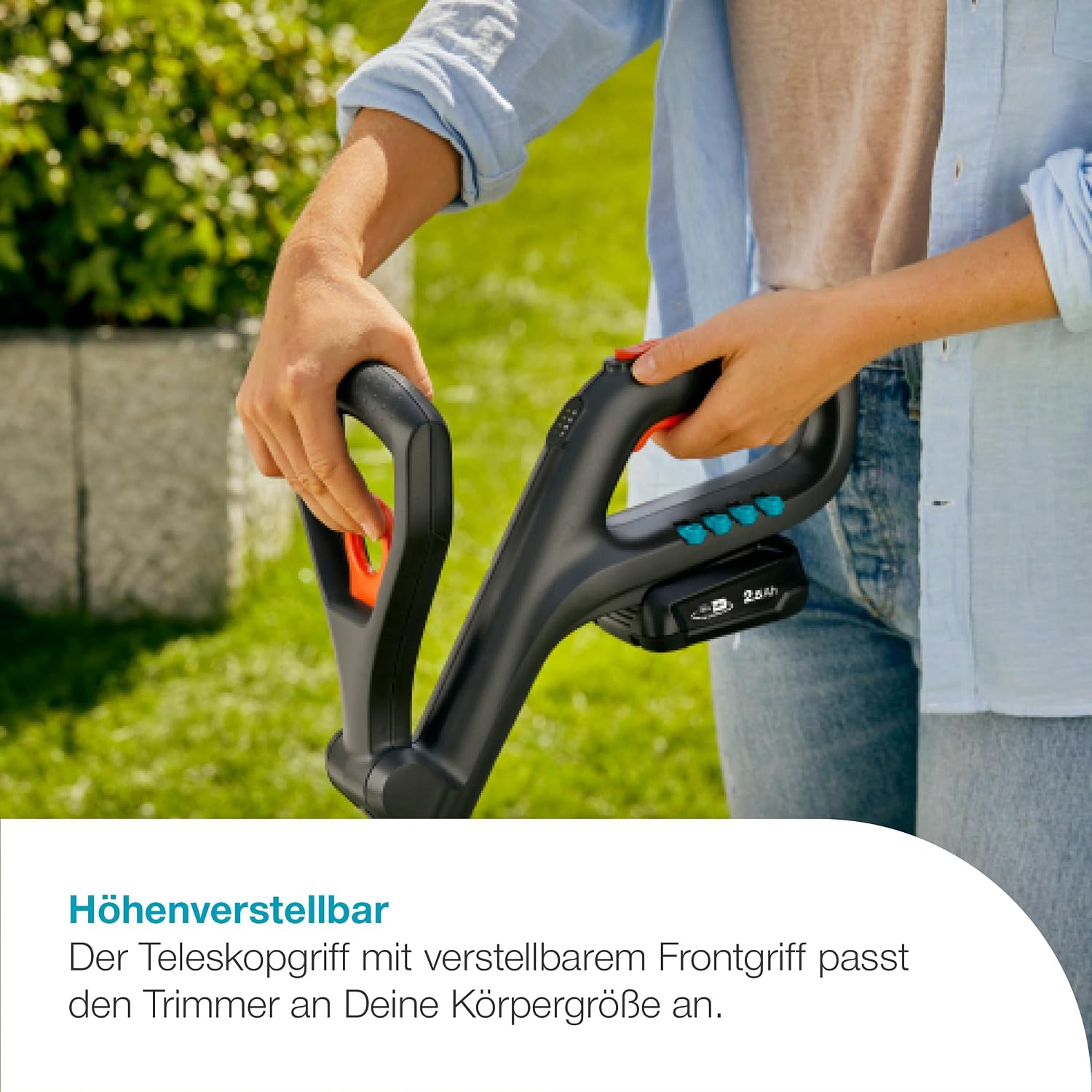 Gardena Akku-Rasentrimmer ComfortCut 23/18V P4A Ready-to-Use Set: Leistungsstark, Leichtgewicht, Teleskopgriff, Kantenschnitt, Kabellos (14701-20)