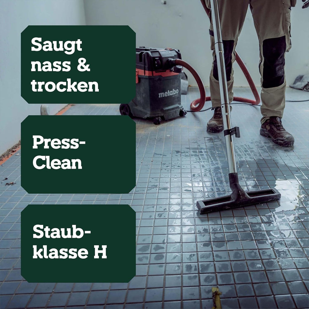 metabo ASA 30 H PC All-Purpose Vacuum Cleaner, Wet/Dry Vacuum Cleaner, Dust Class H, 1200 W