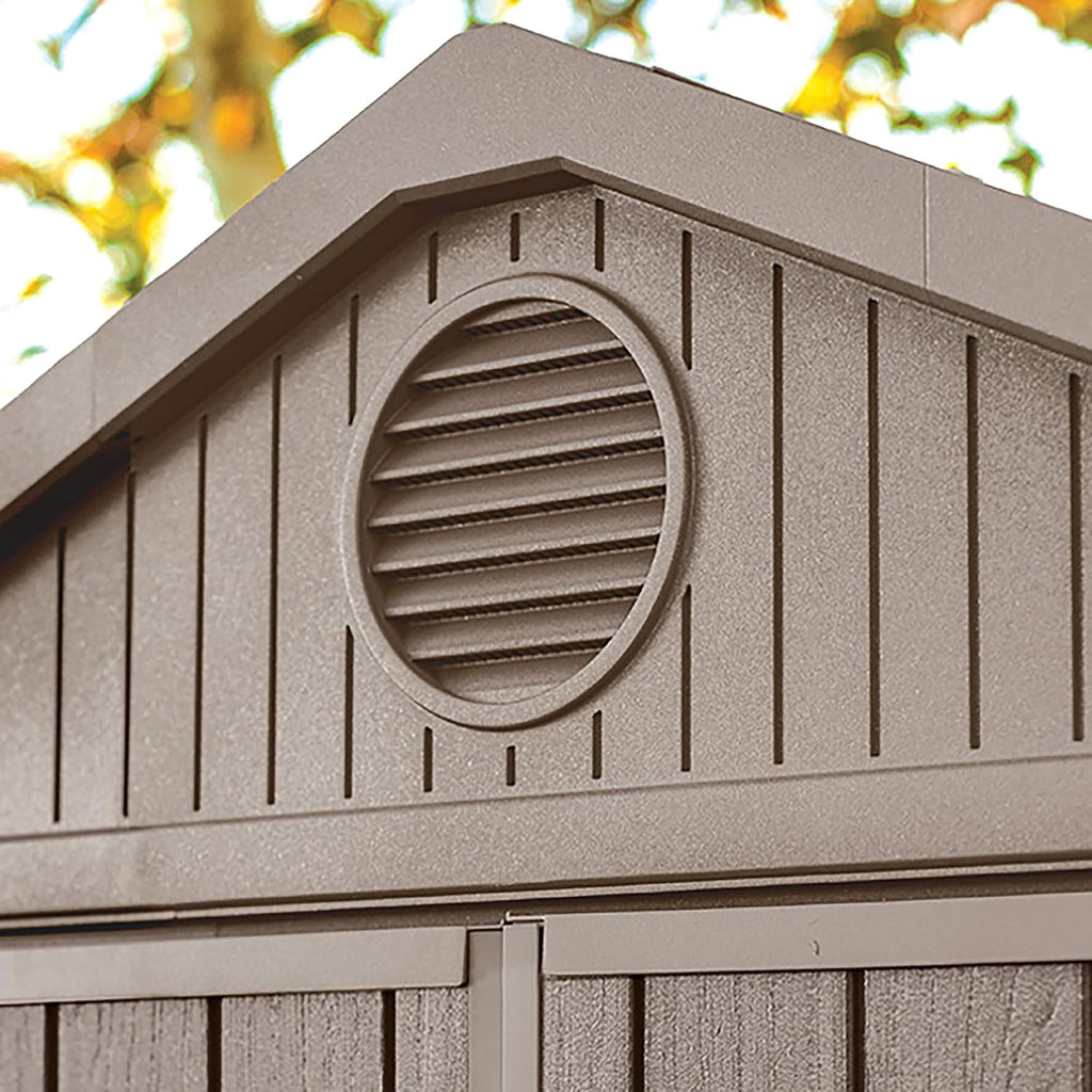 Keter Gerätehaus Darwin 6x8, Braun, Außenmaße 190x244x221cm, wartungsfrei, wetterfest, wasserdicht, mit Unterboden
