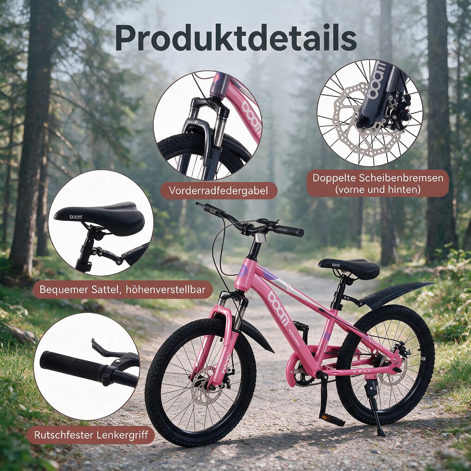 Kinderfahrrad Mountainbike für Jungen Mädchen 5-14 Jahre, 18/20/22 Zoll, Stoßdämpfer, Doppelscheibenbremse, Schlammbrett