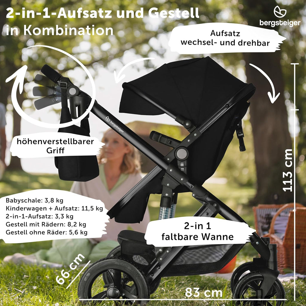Bergsteiger Nizza Kombikinderwagen 3-in-1 Babywanne Buggy Sportsitz