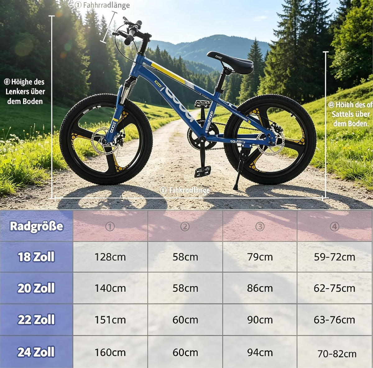 18/20/22/24 Zoll Kinder Mountainbike, Premium Kinderfahrrad für Jungen und Mädchen, Junior MTB mit Vorderer Aufhängung & Scheibenbremsen,Verstellbarer Sitz & Lenker,5–14 Jahren