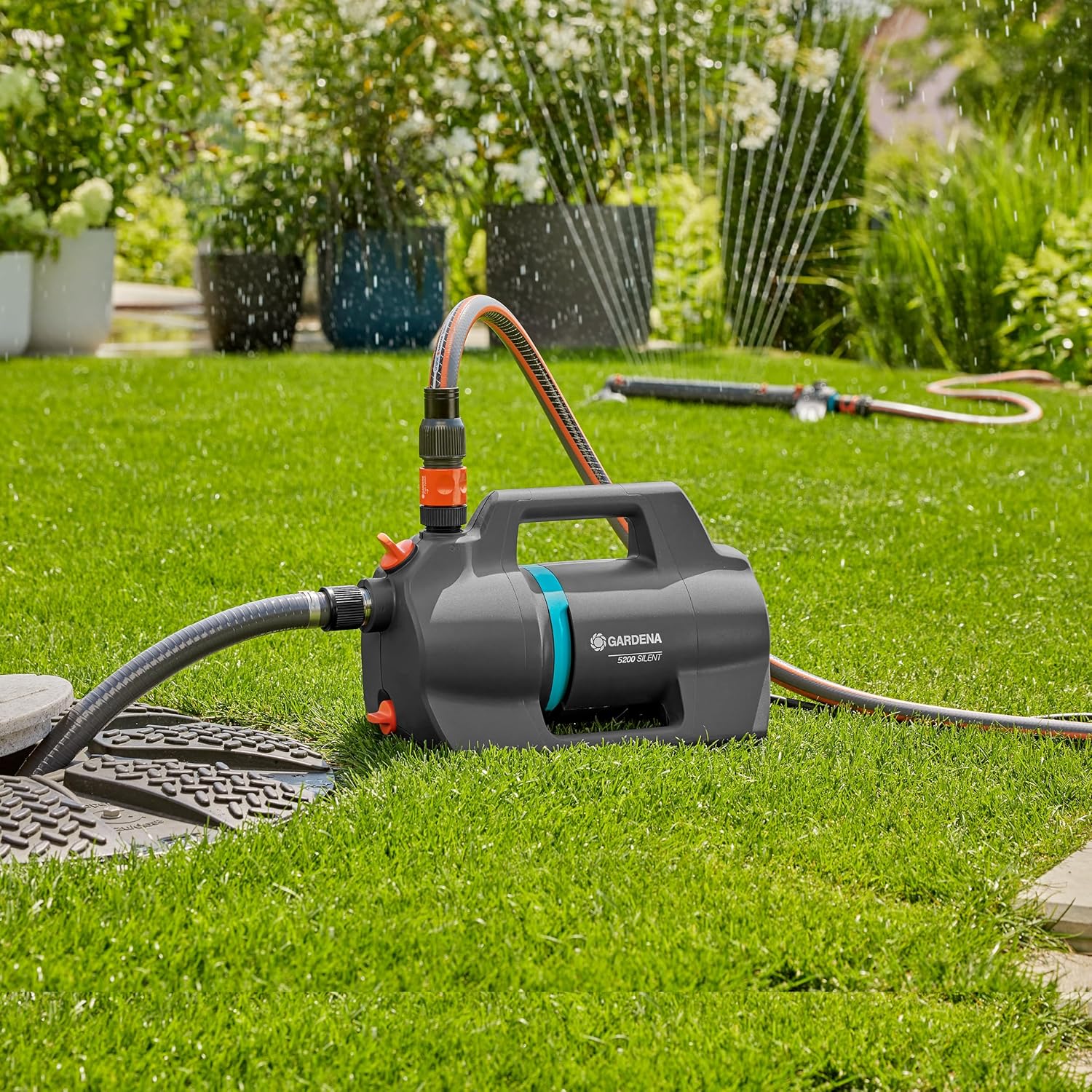 Gardena Gartenpumpe 5200 Silent Set Pumpen: 26% mehr Wasserdurchfluss bei gleichem Energieverbrauch im Vergleich zum Vorgänger-Modell*, Leise im Betrieb (09085-20)