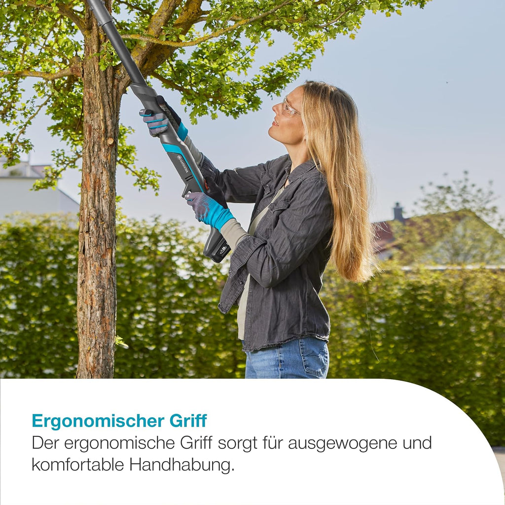 Gardena Akku-Astschere EasyCut 110/18V P4A Solo: Kraftsparendes Schneiden, Bis zu 2,5 m Reichweite, Leicht & ergonomisch, Stahlmesser, Kabellos (14772-55)