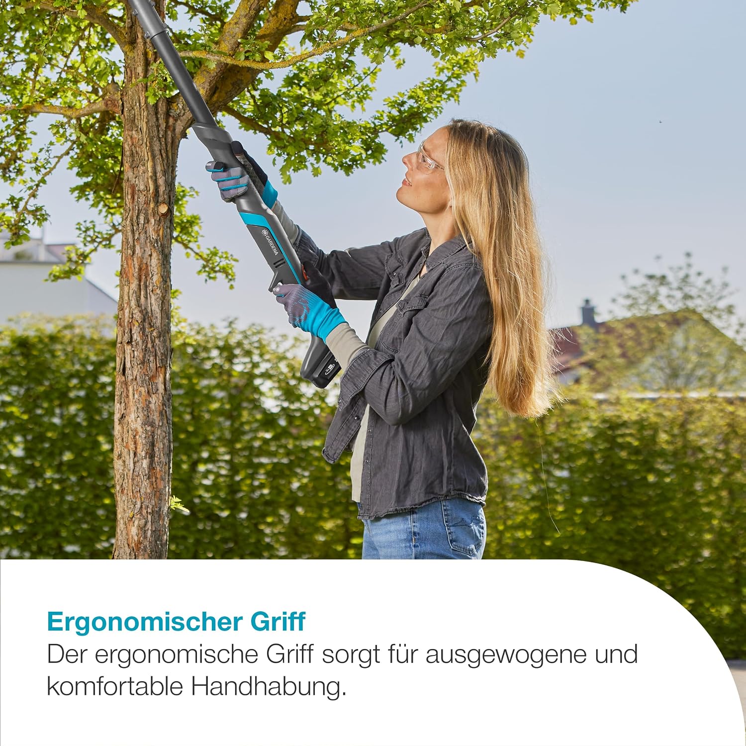 Gardena Akku-Astschere EasyCut 110/18V P4A Solo: Kraftsparendes Schneiden, Bis zu 2,5 m Reichweite, Leicht & ergonomisch, Stahlmesser, Kabellos (14772-55)
