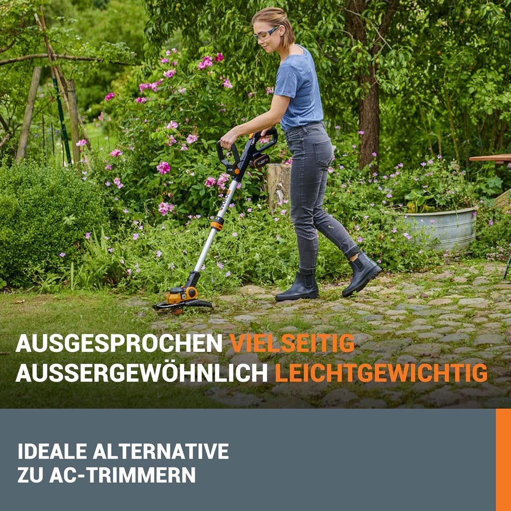 WORX WG163E Akku Rasentrimmer 20V, inkl. 2x2Ah Akkus & Ladegerät