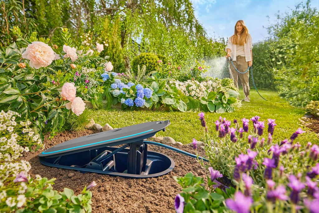 Gardena Undercover Schlauchbox RollUp M, 20 m Schlauch, diskrete unterirdische Installation, automatische Aufrollfunktion, wetterfest, flexible Anschlussmöglichkeiten (18650-20)