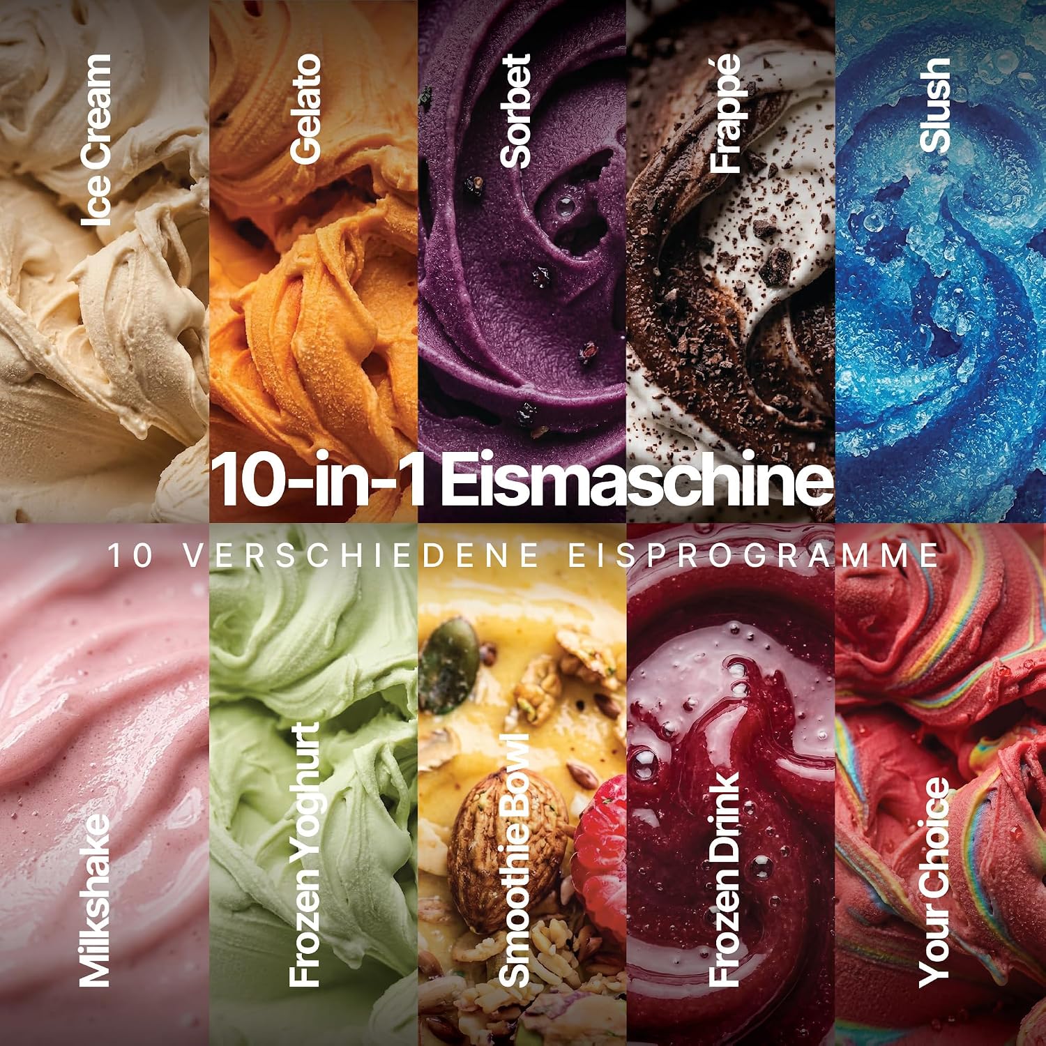 SEEGER MultiCream Eismaschine 10-in-1 1,5 L – SmartSpin, 3 EasyCups, Touchscreen, Schwarz
