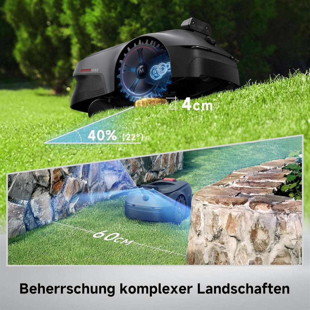 MOVA ViAX 500 Mähroboter ohne Begrenzungskabel, 360°-LiDAR & Dual-KI-Vision