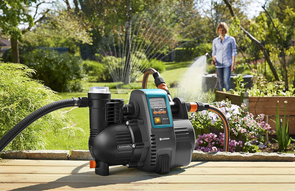 Gardena Comfort Hauswasserautomat 5000/5E LCD: Hauswasserpumpe mit LC-Display, energiesparend, Fördermenge 5000 l/h, 1300W Motor mit Thermoschutzschalter, Trockenlaufsicherung (1759-20)