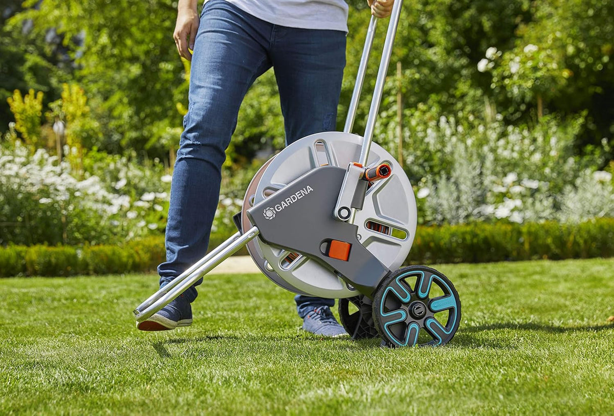 Gardena CleverRoll L Easy Metall: Großer Schlauchwagen bis zu 100 m Kapazität, besonders standfest, Schlauchführung in robustem Metallrahmen (18550-20)