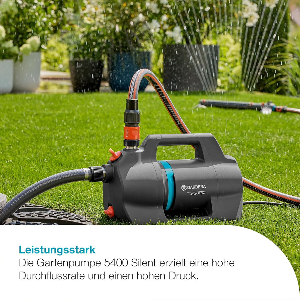 Gardena Gartenpumpe 5400 Silent Pumpen: 26% mehr Wasserdurchfluss bei gleichem Energieverbrauch im Vergleich zum Vorgänger-Modell*, Leise im Betrieb (09086-20)