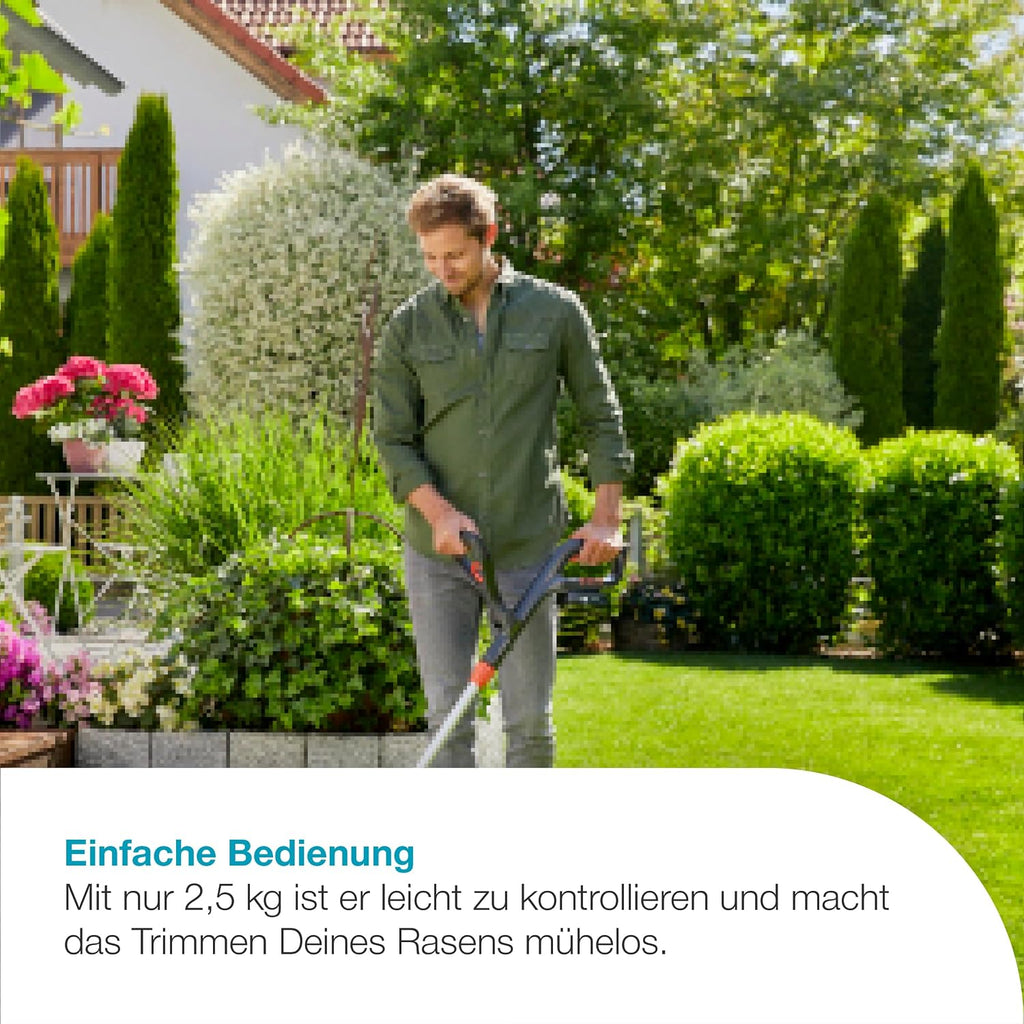 Gardena Akku-Rasentrimmer ComfortCut 23/18V P4A Ready-to-Use Set: Leistungsstark, Leichtgewicht, Teleskopgriff, Kantenschnitt, Kabellos (14701-20)