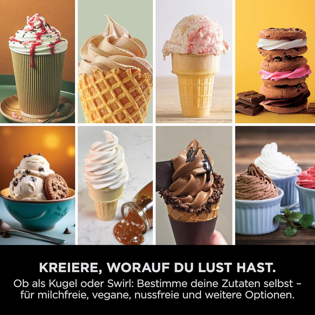 Ninja CREAMi Scoop & Swirl Eismaschine mit 2 Behältern Platinsilber NC701EU