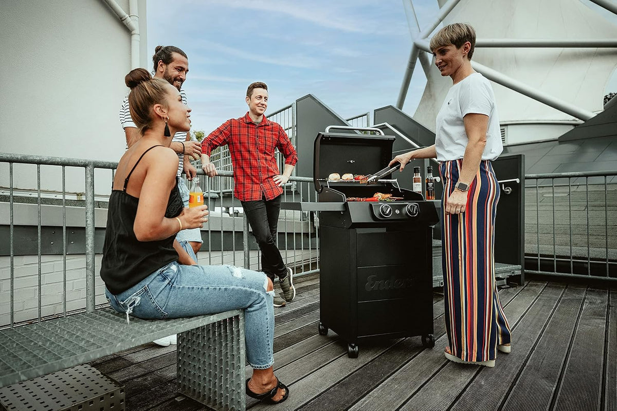 Enders® Elektrogrill eCRAVE 2, mit Gussrost, Grillwagen mit viel Stauraum, SIMPLE CLEAN™ Reinigungssystem, 2 leistungsstarke Heizelemente, formstabile Garhaube mit integriertem Thermometer #97116