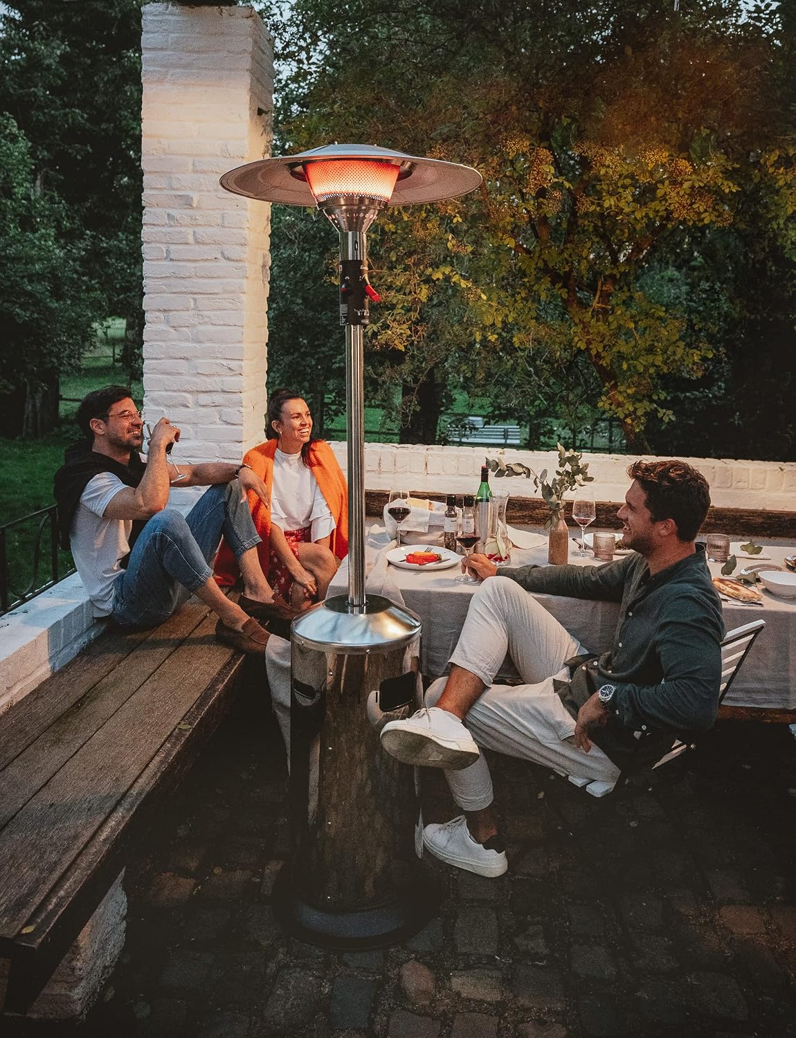 Enders® Elegance Eco Green 6 kW silber,Terrassenstrahler, Gas-Heizstrahler, Heizpilz mit Leistungsregulierung 4-6 kW, Eco Green-Brenner, Transporträder, Umkippsicherung #9351