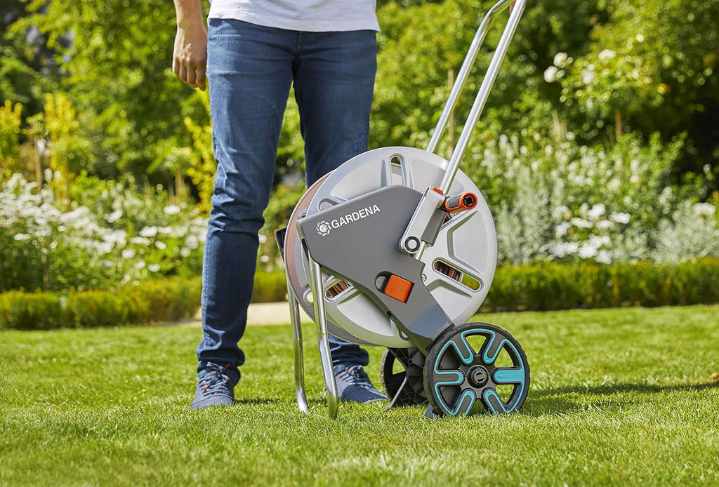 Gardena CleverRoll L Easy Metall: Großer Schlauchwagen bis zu 100 m Kapazität, besonders standfest, Schlauchführung in robustem Metallrahmen (18550-20)