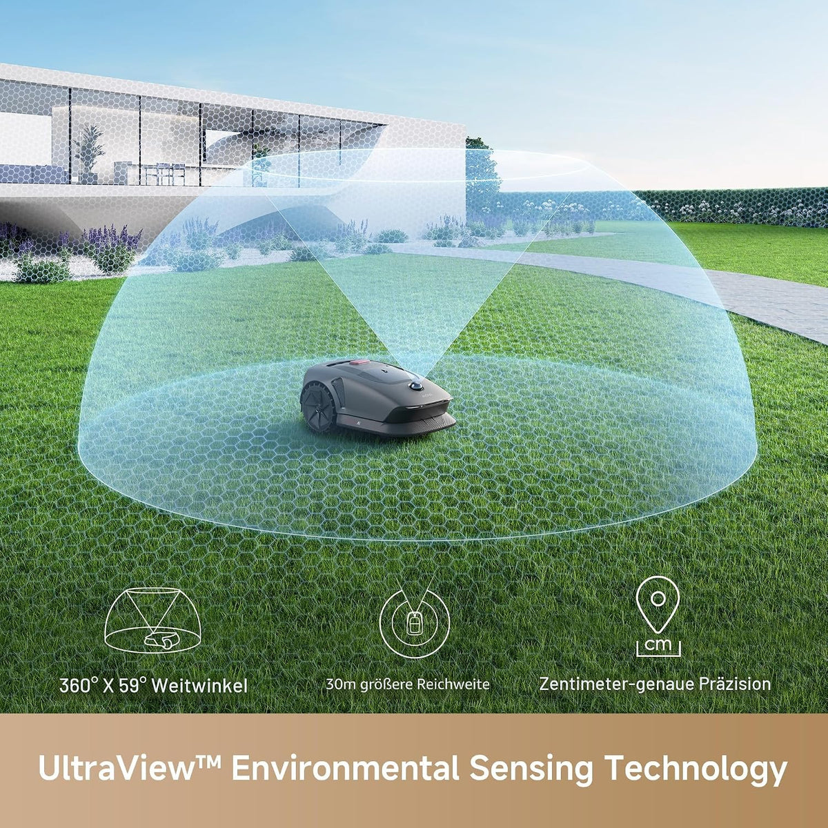 MOVA 600, Rasenmäher Roboter 360° 3D LiDAR Mähroboter ohne Begrenzungskabel & Genaue Kartierung 600 m², Smarte Hindernisvermeidung, App-Steuerung, U-förmiges Schneiden, Sicherheitswarnungen