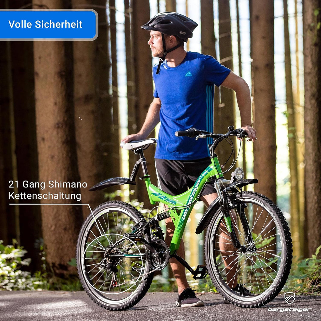 Bergsteiger Memphis 26 Zoll Mountainbike Herren Fully MTB 21 Gang