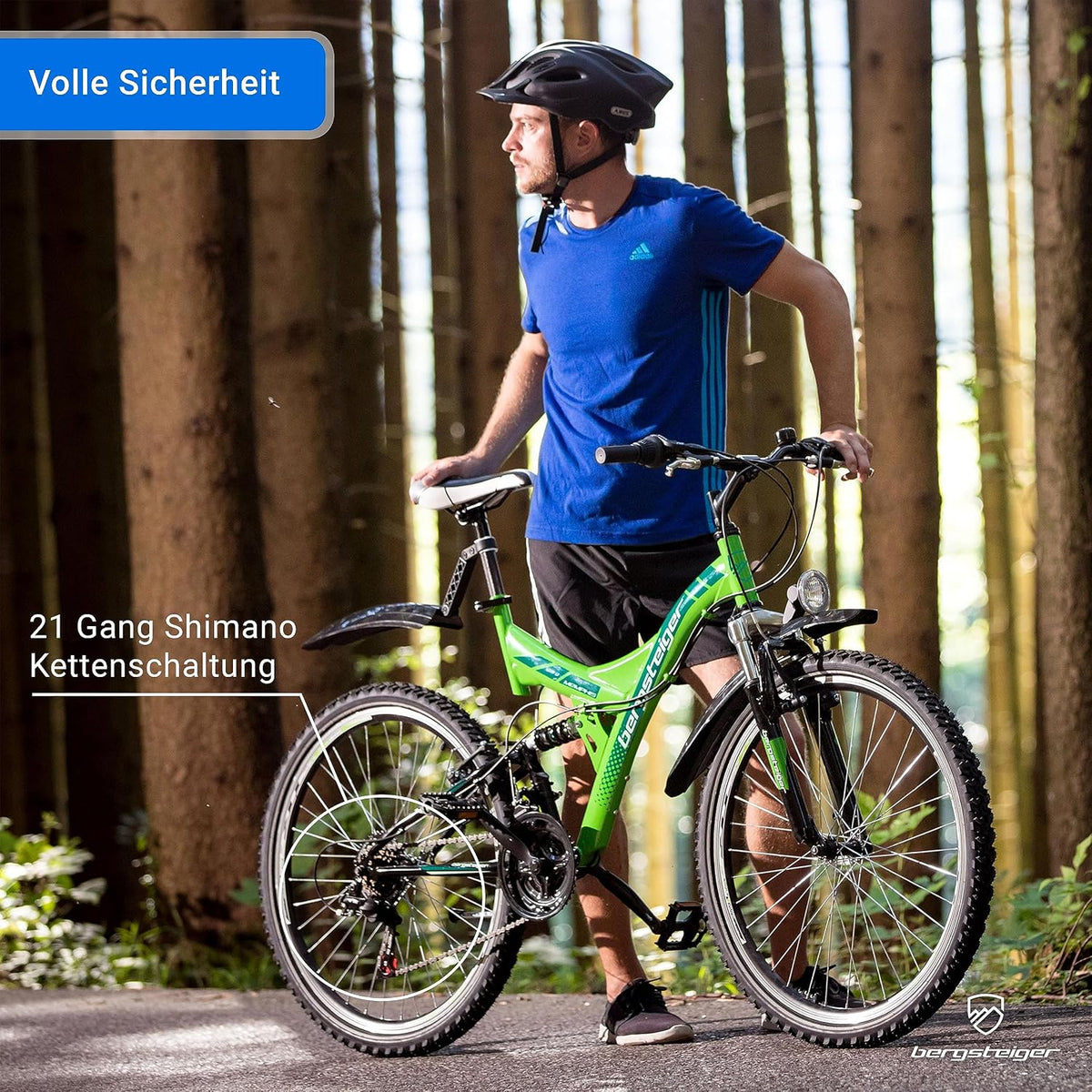Bergsteiger Memphis 26 Zoll Mountainbike Herren Fully MTB 21 Gang