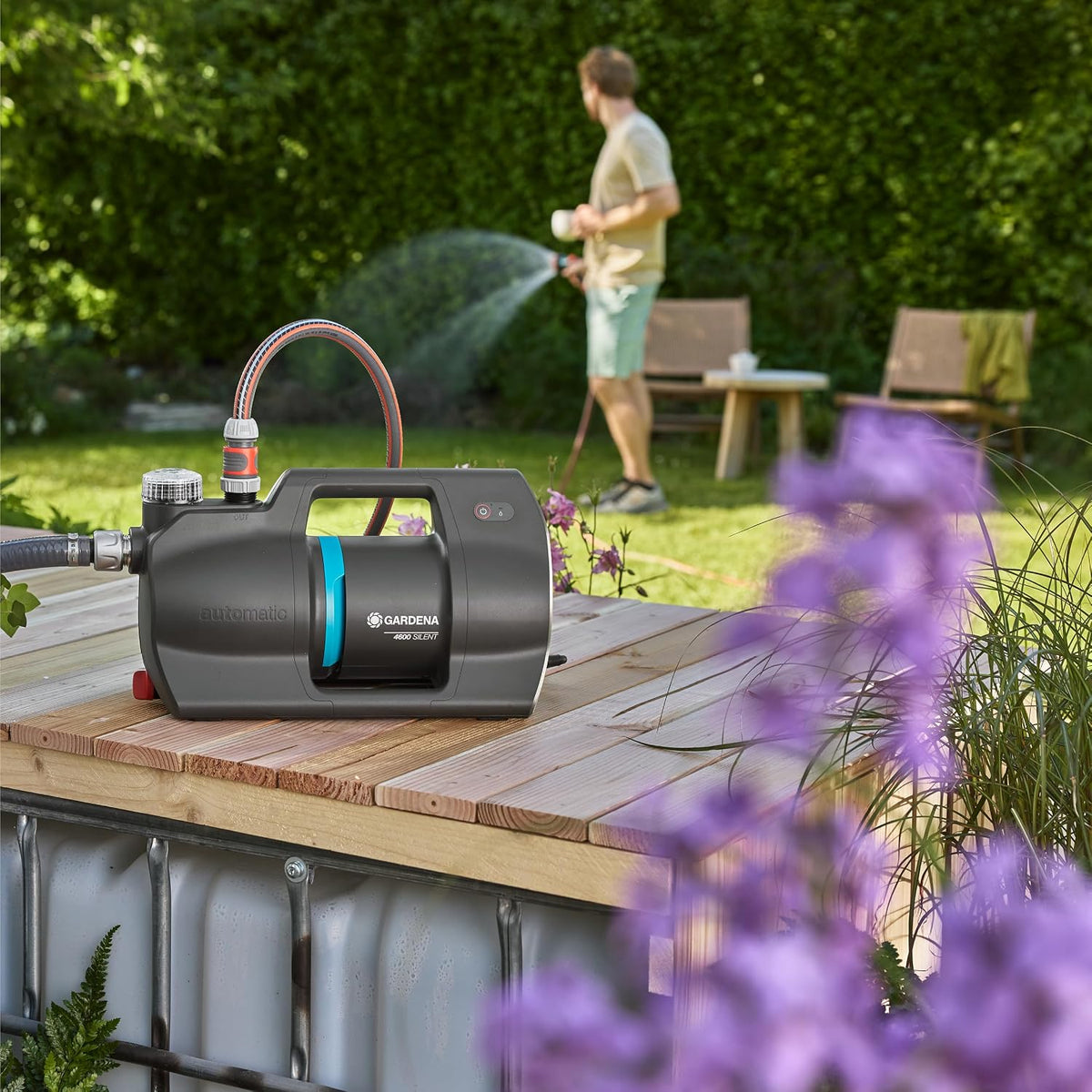 Gardena Haus- & Gartenautomat 4600 Silent Pumpen: Automatisierte Bewässerung und Hauswasserversorgung, 25% weniger Stromverbrauch*, Silent Technologie (09070-20)