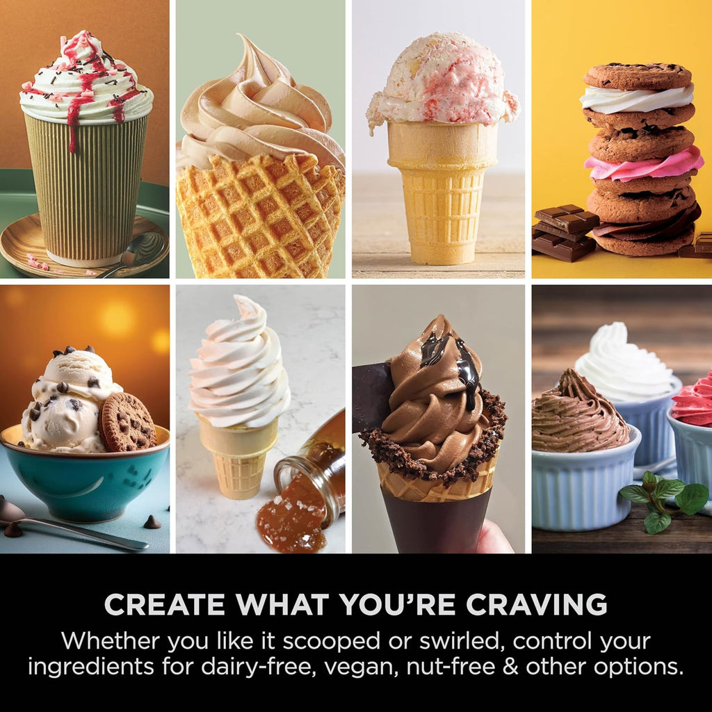 Ninja CREAMi Scoop and Swirl Soft Serve and Ice Cream Maker with 2x Tubs | 13 Functions, Makes Ice Cream, Soft Serve, Gelato, Sorbet, Milkshakes and More, Mix-In Option, Platinum Silver, NC701UK