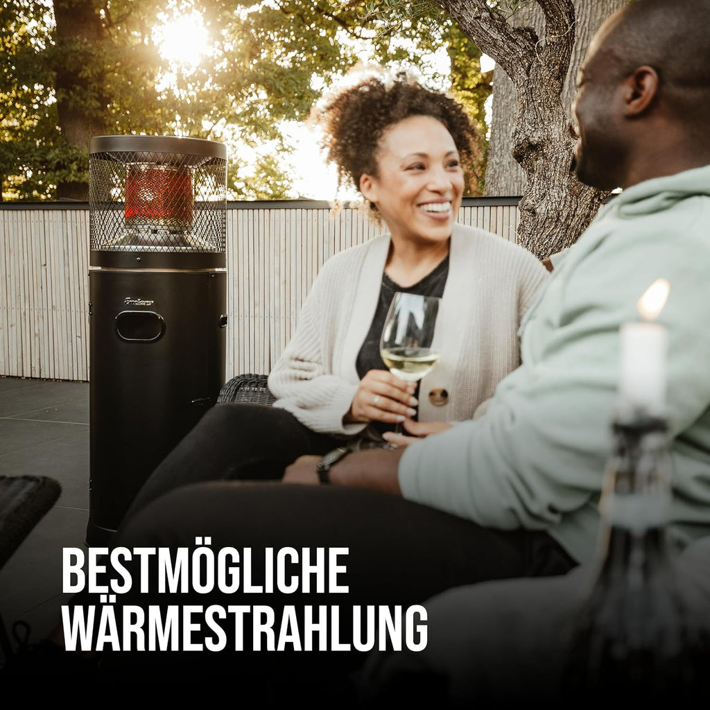 Enders® Terrassenheizer Polo Black 2.0, Gas-Heizstrahler, Terrassenstrahler mit stufenloser Regulierung 3-6kW, Edelstahlbrenner, ENDUR Reflexionssystem, Transporträder, Umkippsicherung, schwarz #5462