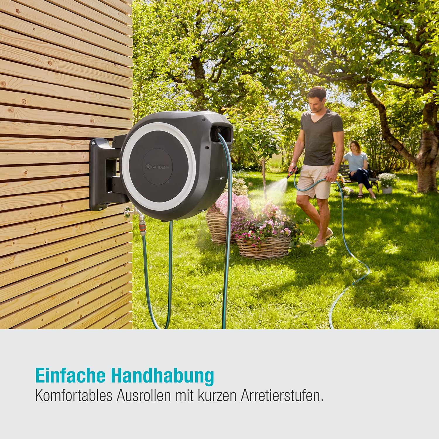 Gardena Wand-Schlauchbox Rollup XL, weiß, 35 m