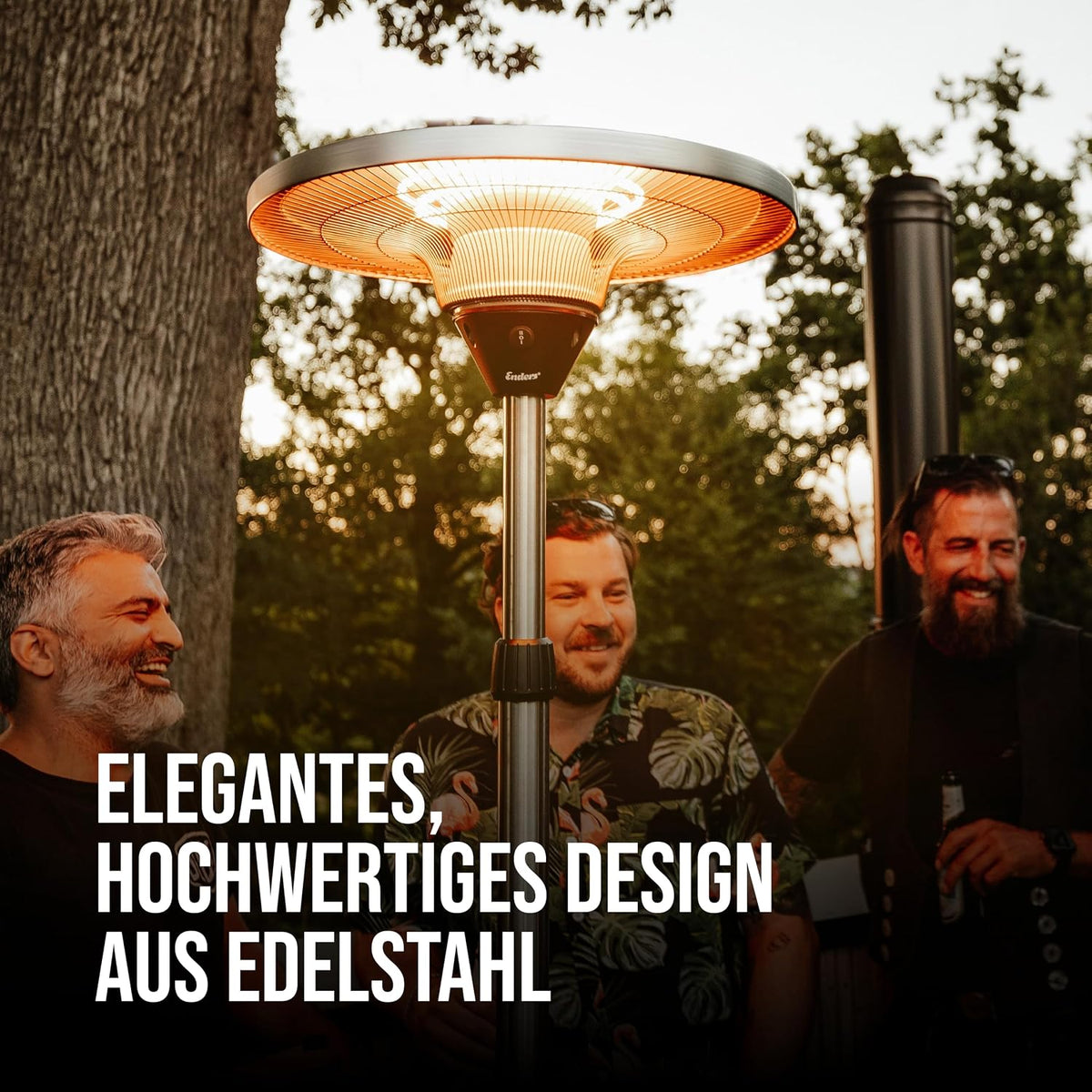 Enders Terrassenheize Oron, Elektro Standstrahler, Heizpilz, Terrasse und Balkon, höhenverstellbar, 2 Leistungseinstellungen, 1.000 - 2.000 Watt, Infrarot-Strahlungswärme, inkl. Kippsicherung #49076