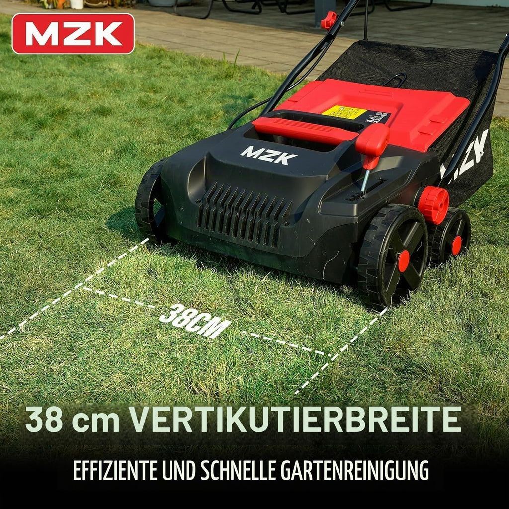 MZK Elektro Vertikutierer & Rasenlüfter, 38 cm, 3700 U/min