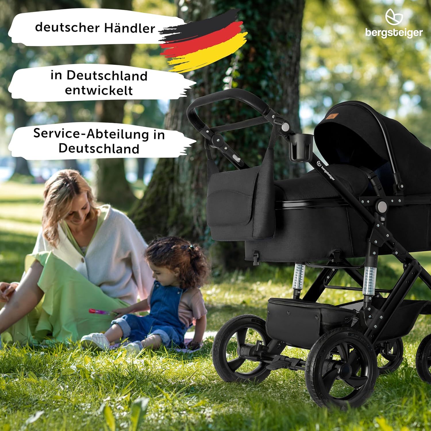 Bergsteiger Nizza Kombikinderwagen 3-in-1 Babywanne Buggy Sportsitz