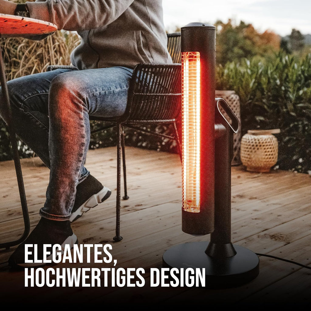 Enders Terrassenheizer Moow, Elektro Standstrahler, Heizpilz, 2 Leistungseinstellungen, 900 W, Infrarot-Strahlungswärme, Kippsicherung und Transportgriff, 60° zuschaltbare Oszillationsfunktion #49246