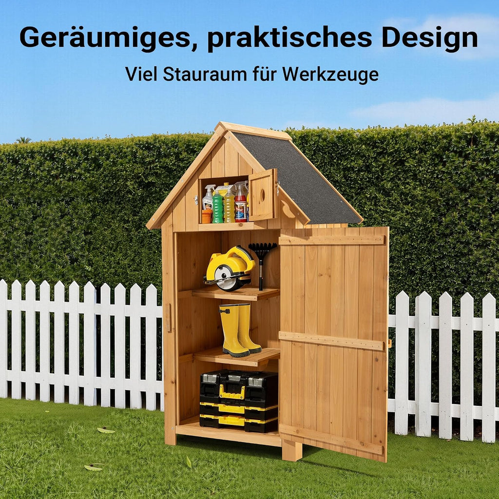 Wiltec Gartenhaus schmal aus Fichtenholz mit Bitumendach 770x540x1370mm für Garten, Terrasse & Balkon Gerätehaus Geräteschuppen Holzhaus Werkzeugschrank