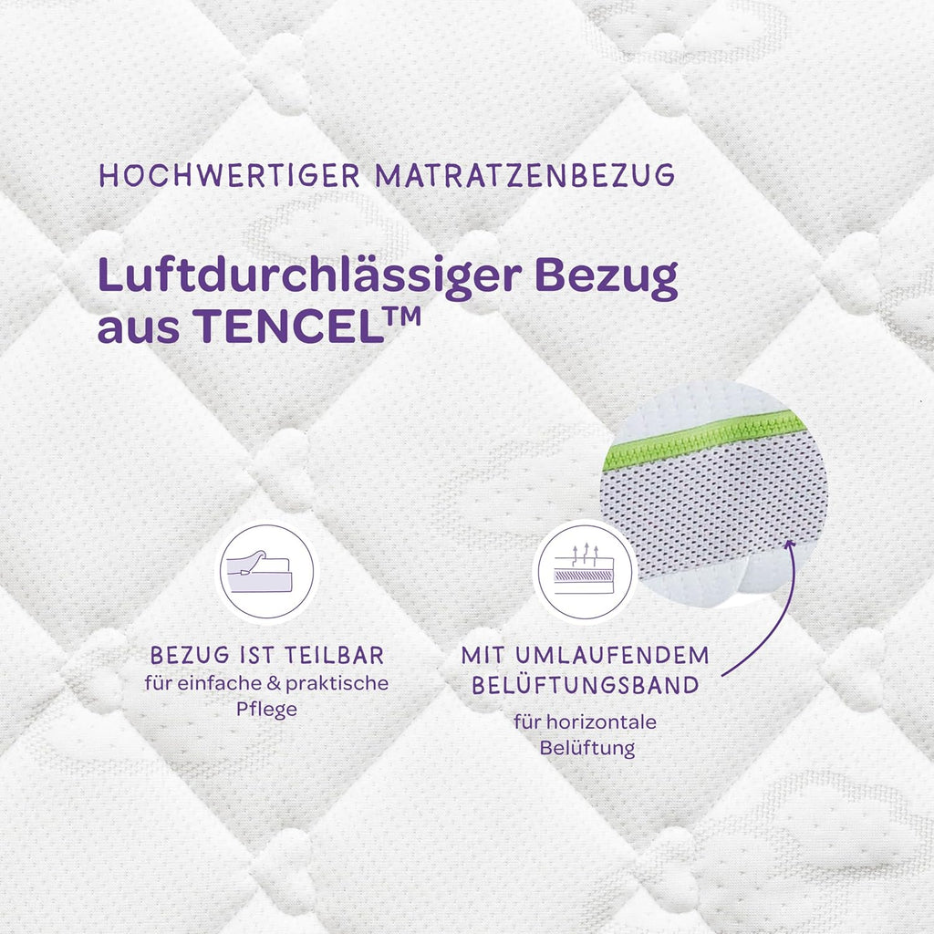 Träumeland comfort-pads, Tencel-Verbundstoff T080282 Jugendmatratze Schlummerland, 90 x 200 cm, Mehrfarbig