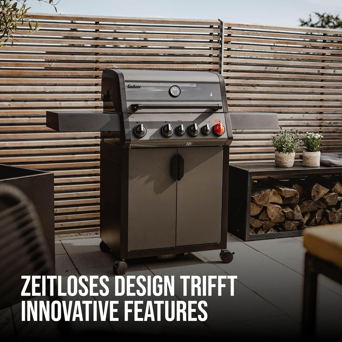 Enders® Gasgrill HYDE 4 SIKR Turbo, 4 Brenner aus Edelstahl für kraftvolles direktes und indirektes Grillen, 800 °C TURBO ZONE™, SWITCH GRID™, Infarot-Backburner und Seitenkocher, #8041
