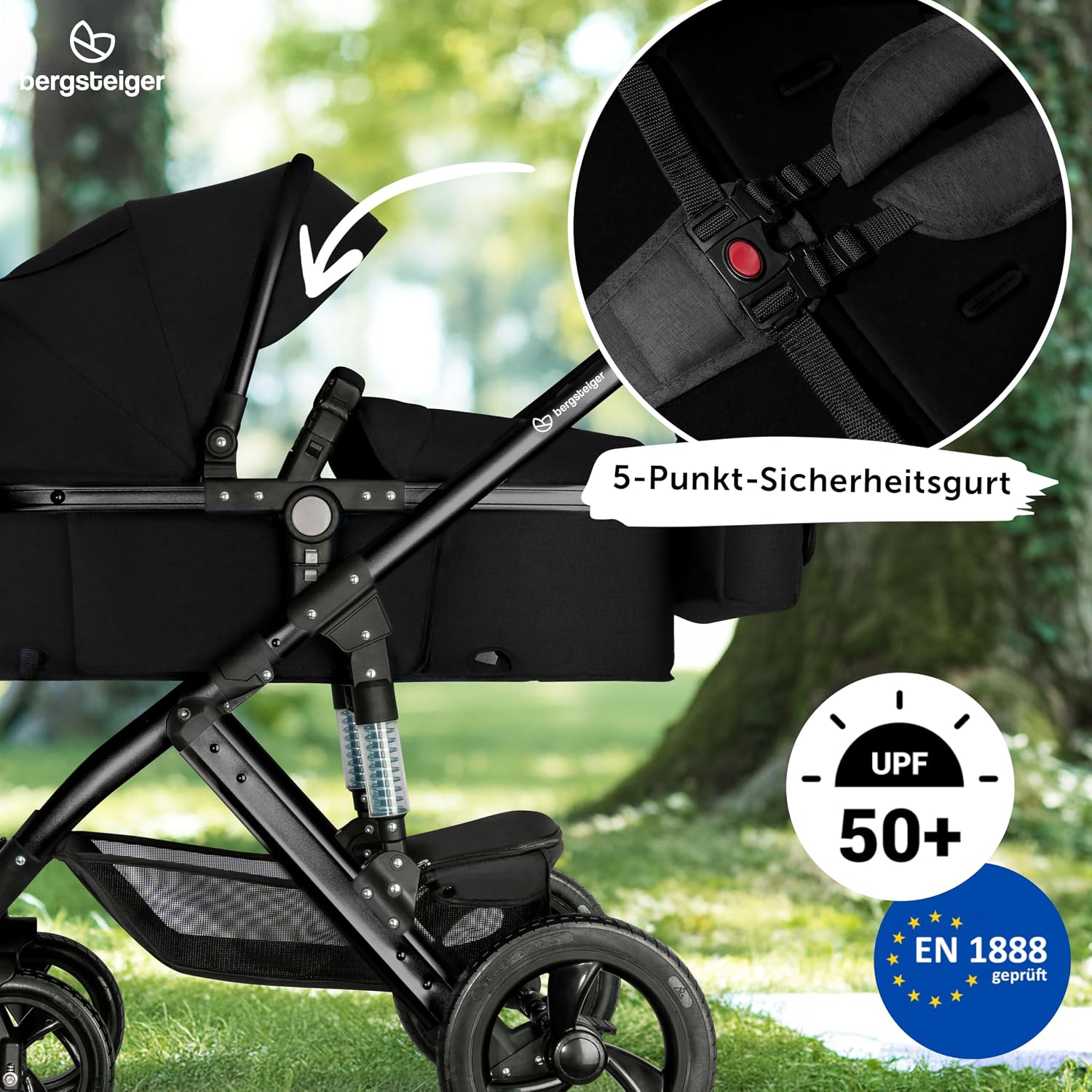 Bergsteiger Nizza Kombikinderwagen 3-in-1 Babywanne Buggy Sportsitz