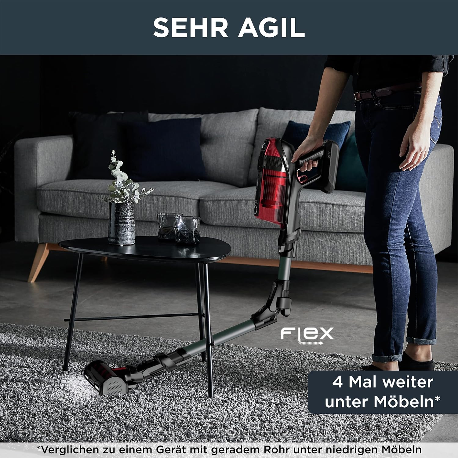Rowenta X-Force Flex 12.60 Animal, Kabelloser Staubsauger mit Tierhaar-Zubehör, Flex-Gelenk, bis zu 150 AirWatt und 45 min Akku-Laufzeit, RH98A8WO