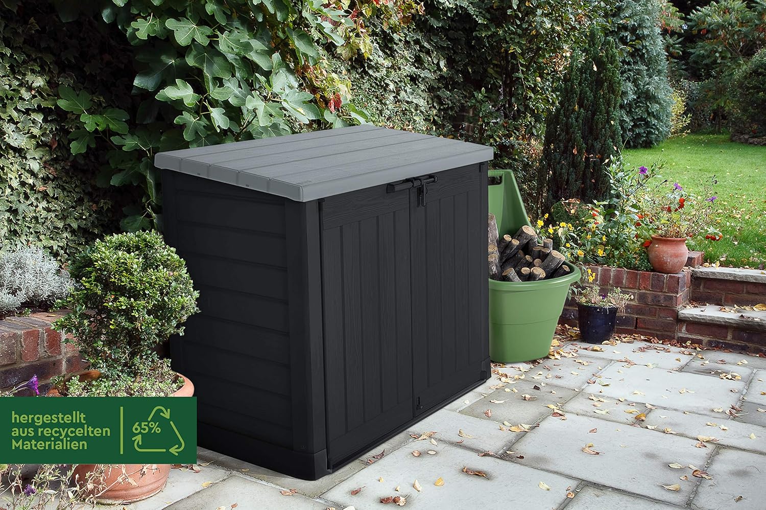 Keter 17199416 Mülltonnenbox Store it Out Max, Schwarz, 1.200L