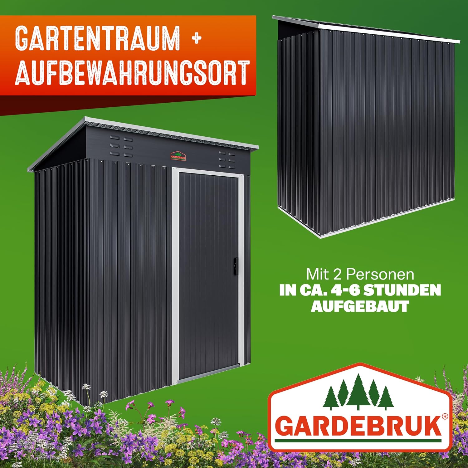 GARDEBRUK® Metall Geräteschuppen 185x165x90cm
