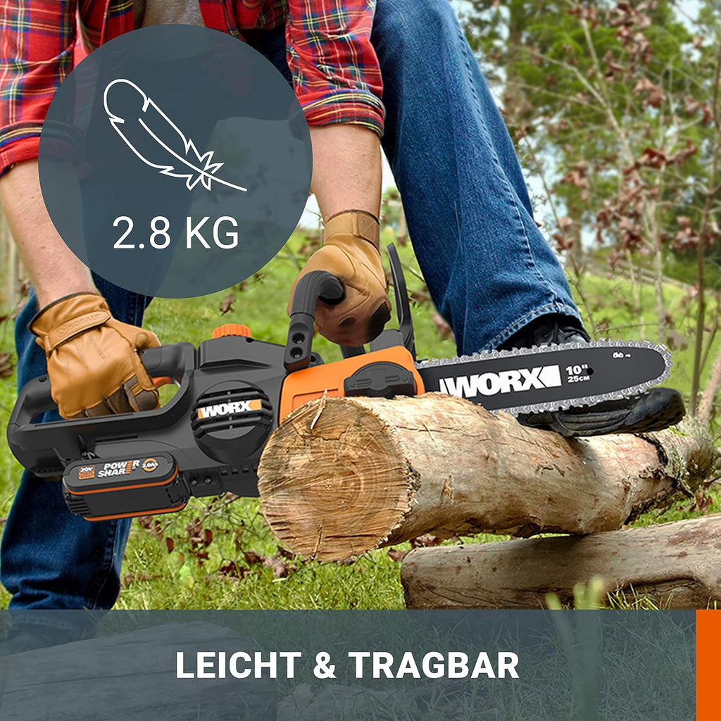 WORX WG322E.1 Akku Kettensäge 20V, inkl. 2Ah Akku & Schnellladegerät