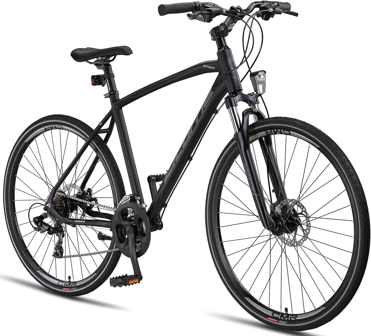 Licorne Bike Premium Voyager Trekking Bike in 28 Zoll Aluminium Scheibenbremse Fahrrad für Jungen, Mädchen, Damen und Herren - 21 Gang-Schaltung - Mountainbike - Crossbike
