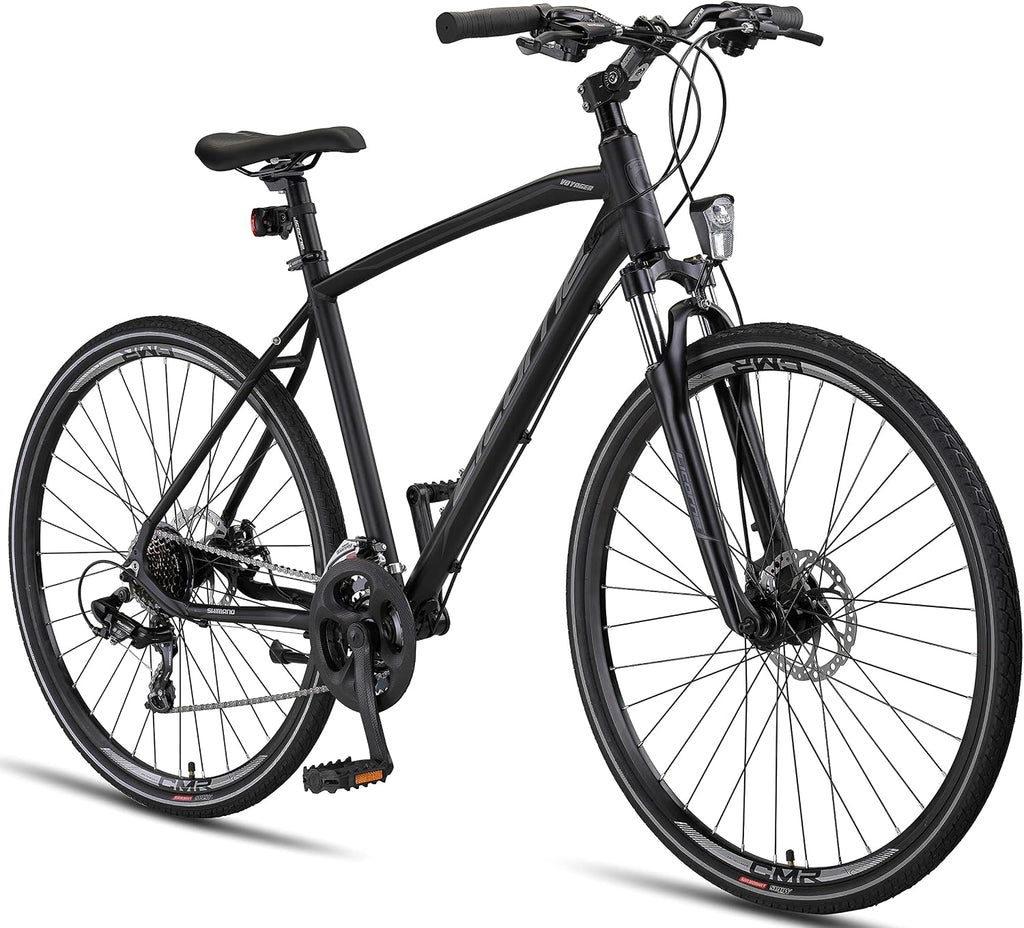 Licorne Bike Premium Voyager Trekking Bike in 28 Zoll Aluminium Scheibenbremse Fahrrad für Jungen, Mädchen, Damen und Herren - 21 Gang-Schaltung - Mountainbike - Crossbike