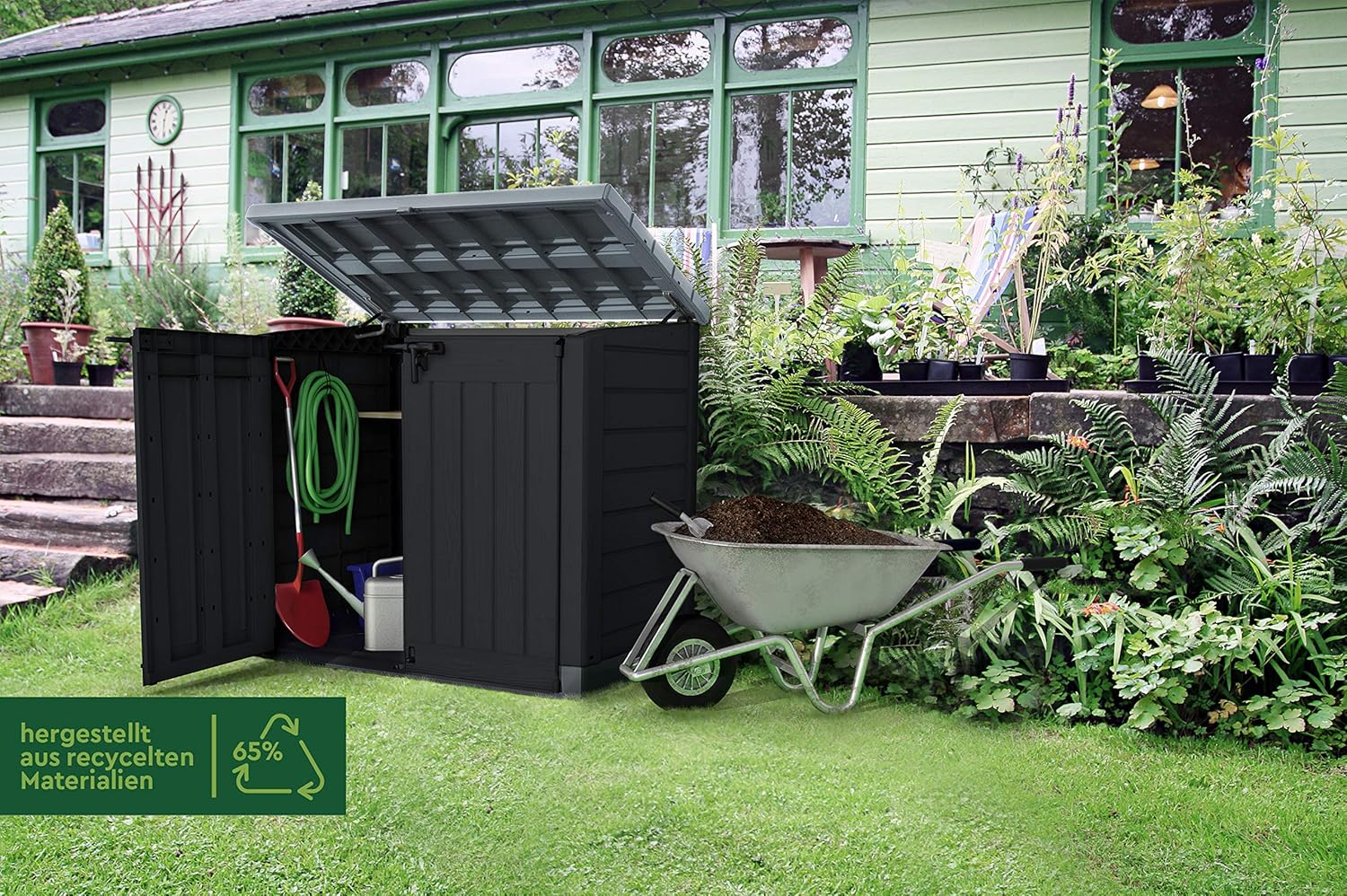Keter 17199416 Mülltonnenbox Store it Out Max, Schwarz, 1.200L