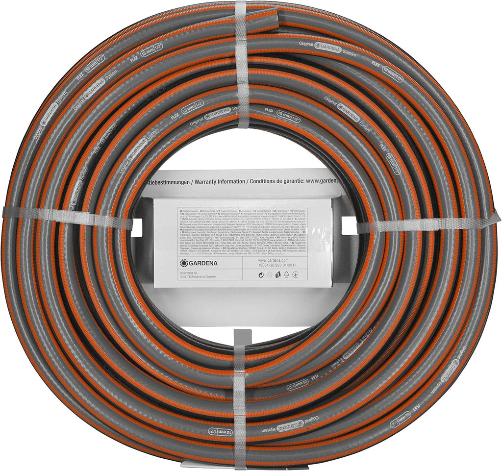 Gardena Comfort FLEX Schlauch 13 mm (1/2 Zoll), 20 m mit Systemteilen: Formstabiler, flexibler Gartenschlauch mit Power-Grip-Profil, aus hochwertigem Spiralgewebe, 25 bar Berstdruck (18034-88)
