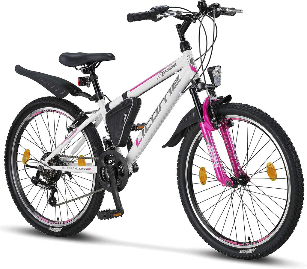 Licorne Bike Guide Premium Mountainbike in 20, 24, 26, 27.5 und 29 Zoll Fahrrad für Mädchen Jungen Herren und Damen