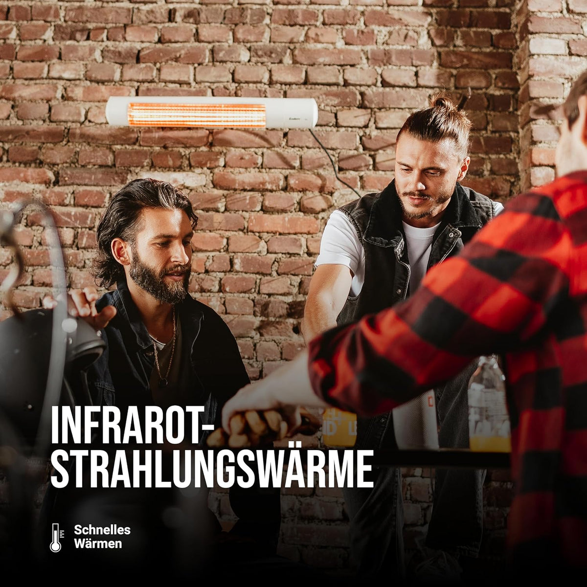Enders Wandheizstrahler Oxeo White, Elektrostrahler, Heizpilz, Halogenstrahler, Infrarot-Strahlungswärme, 3 Leistungseinstellungen bis 2.000 W, Fernbedienung und Wandhalterung, Neigungswinkel #49286