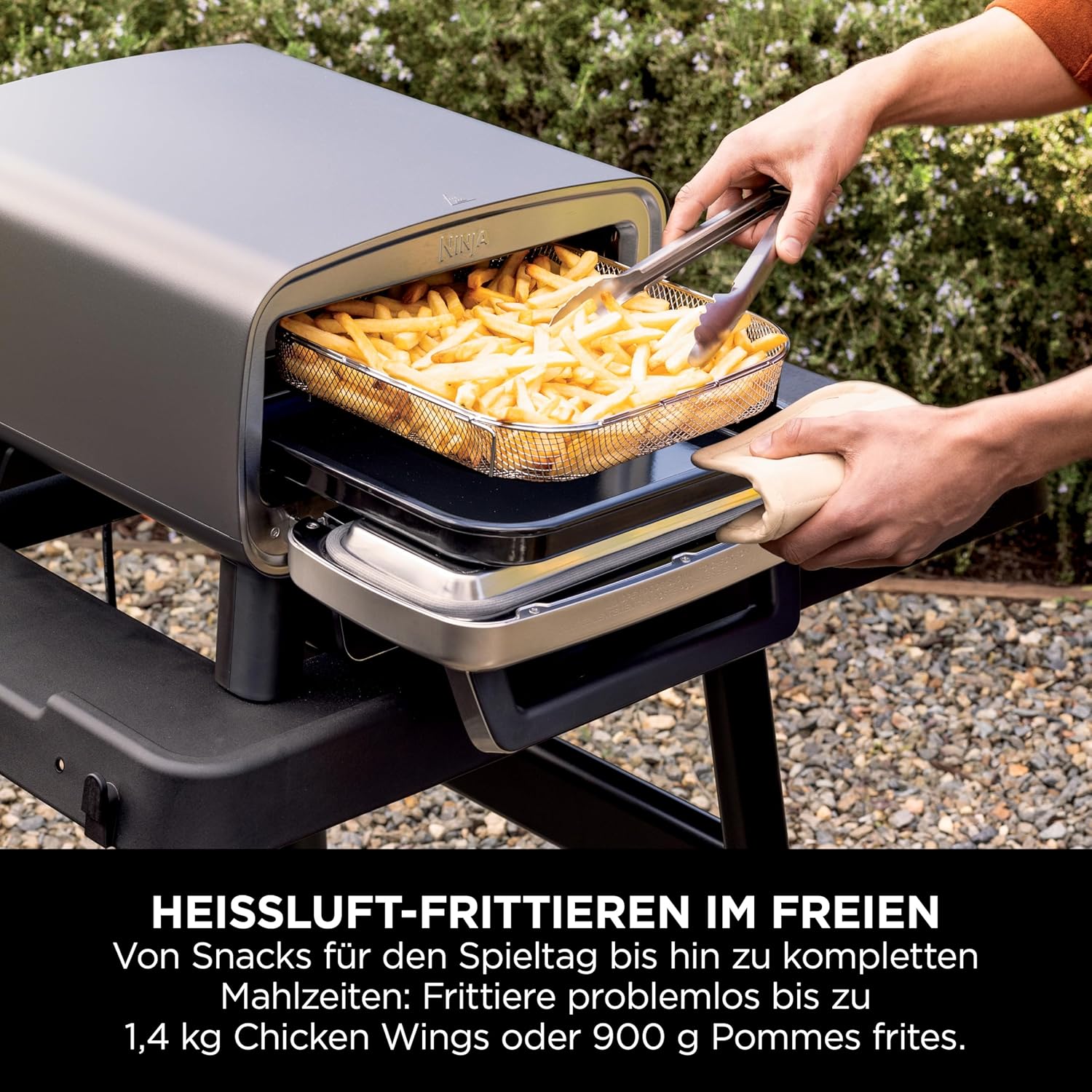 Ninja Artisan Outdoor-Pizzaofen und Heißluftfritteuse, 4 Funktionen: Pizza